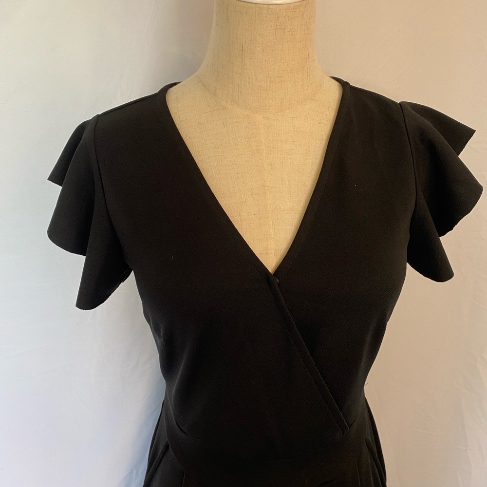 Venus Flutter Sleeve Black Jumpsuit - Picture 2 of 9